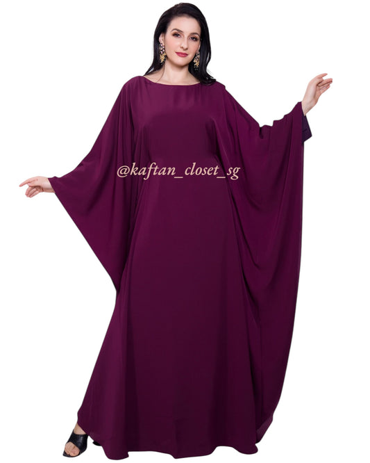 Butterfly Abaya- Burgundy