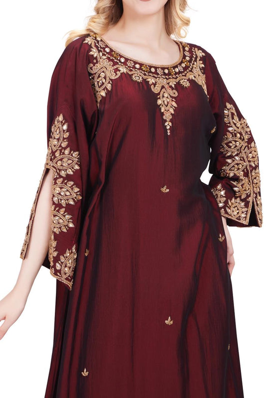 Sonia Series - Maroon. Open Slit Sleeves