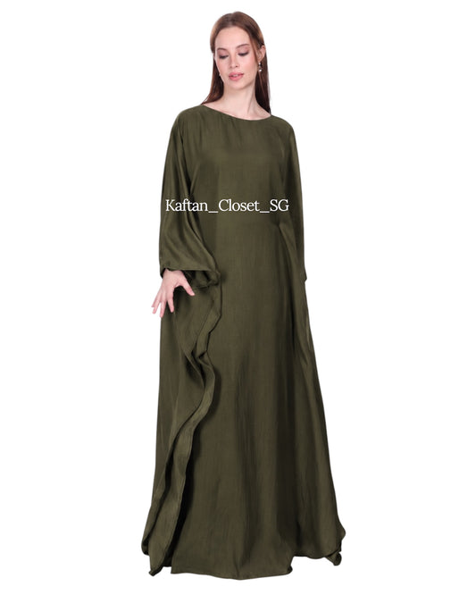 Butterfly Linen Blend Kaftan- Army Green