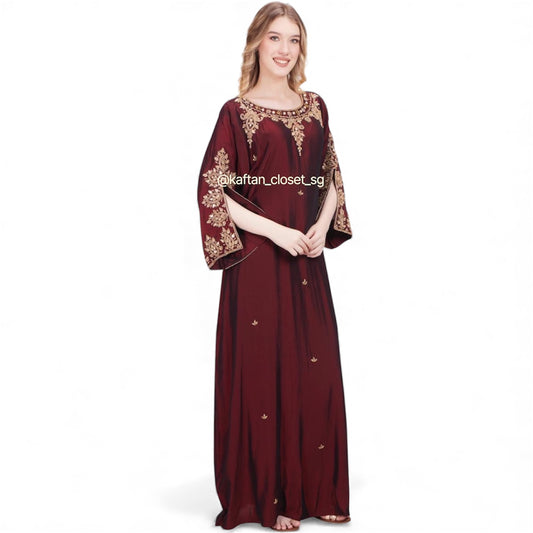 Sonia Series - Maroon. Open Slit Sleeves
