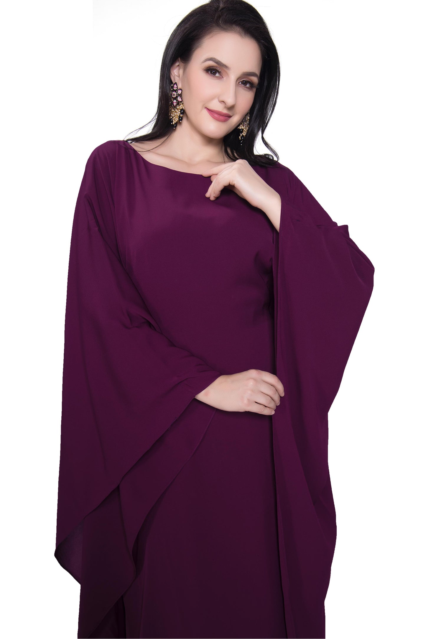 Butterfly Abaya- Burgundy