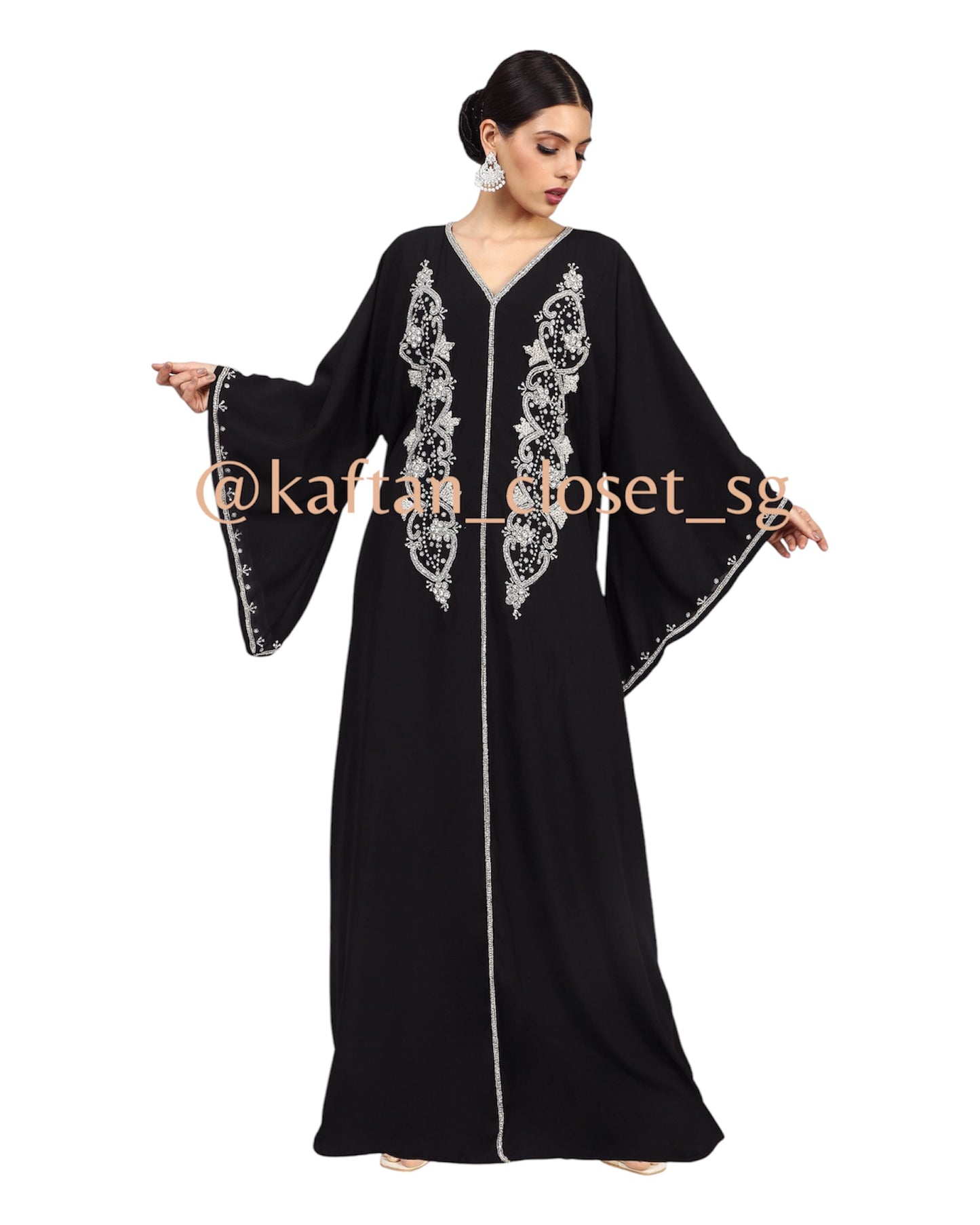 Tiara Stonework & Metallic Threadwork- Black