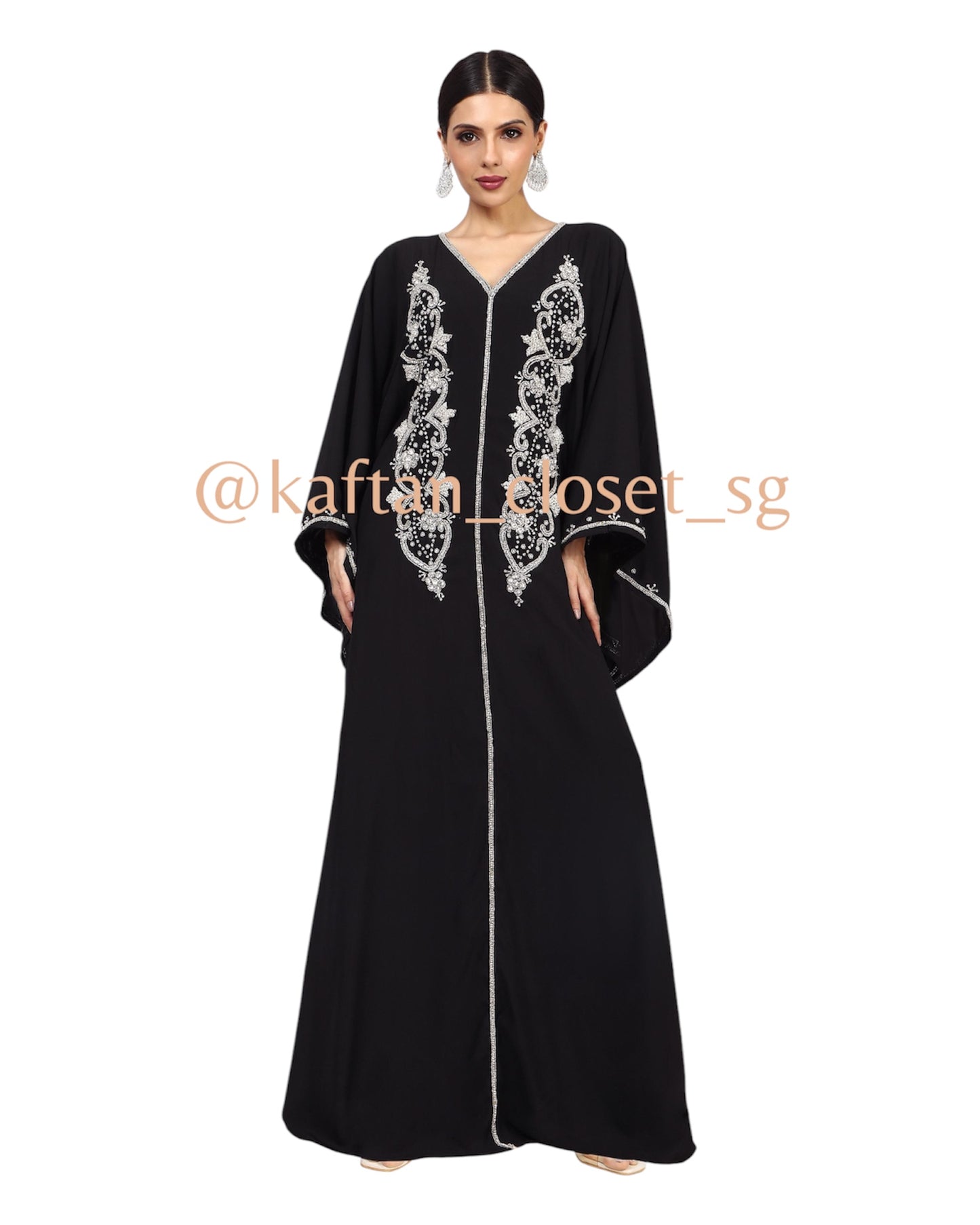 Tiara Stonework & Metallic Threadwork- Black