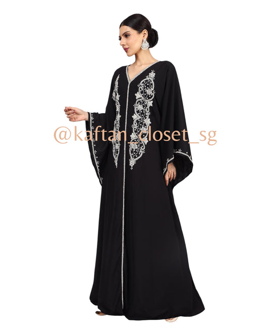 Tiara Stonework & Metallic Threadwork- Black