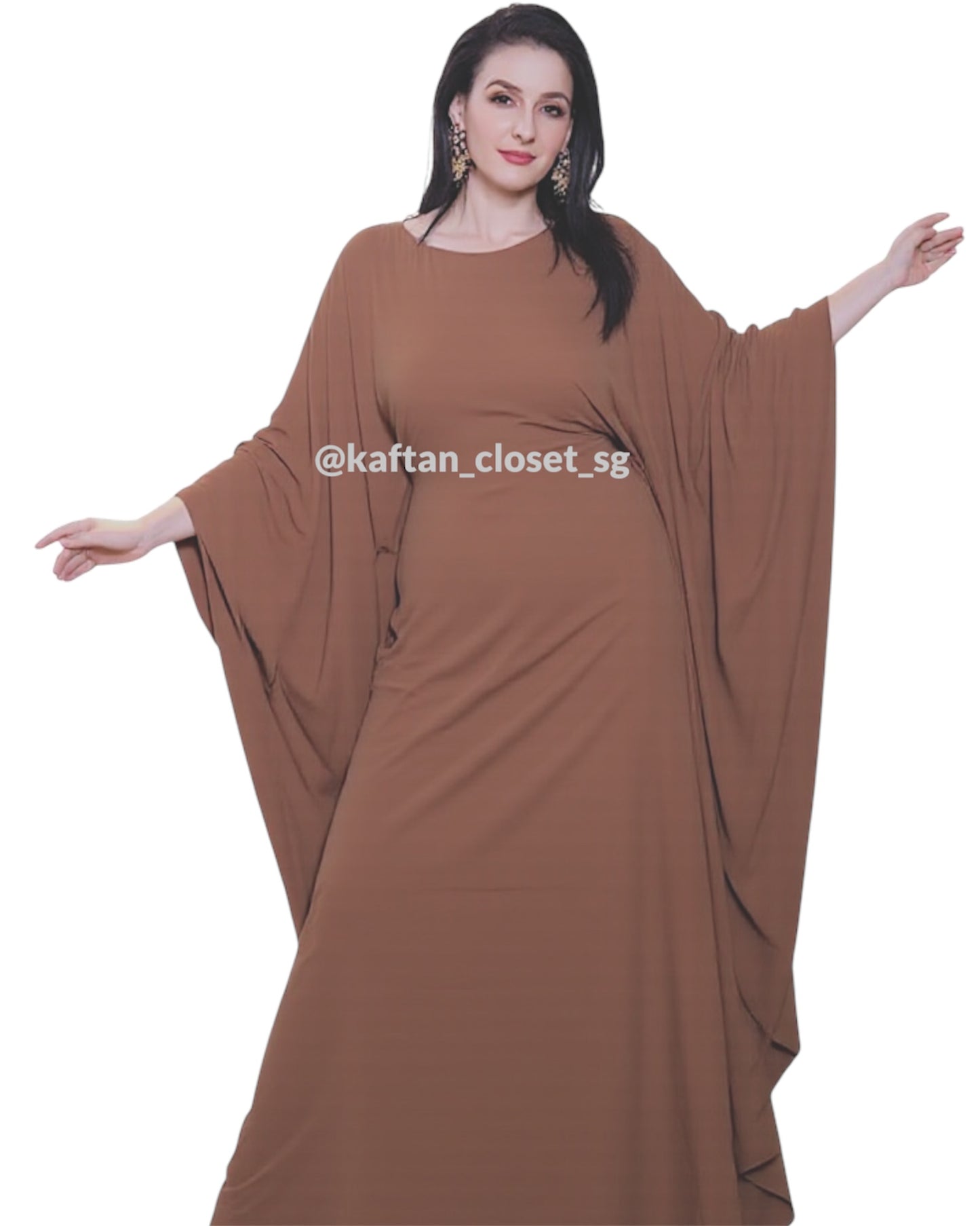 Butterfly Abaya- Mocha Brown