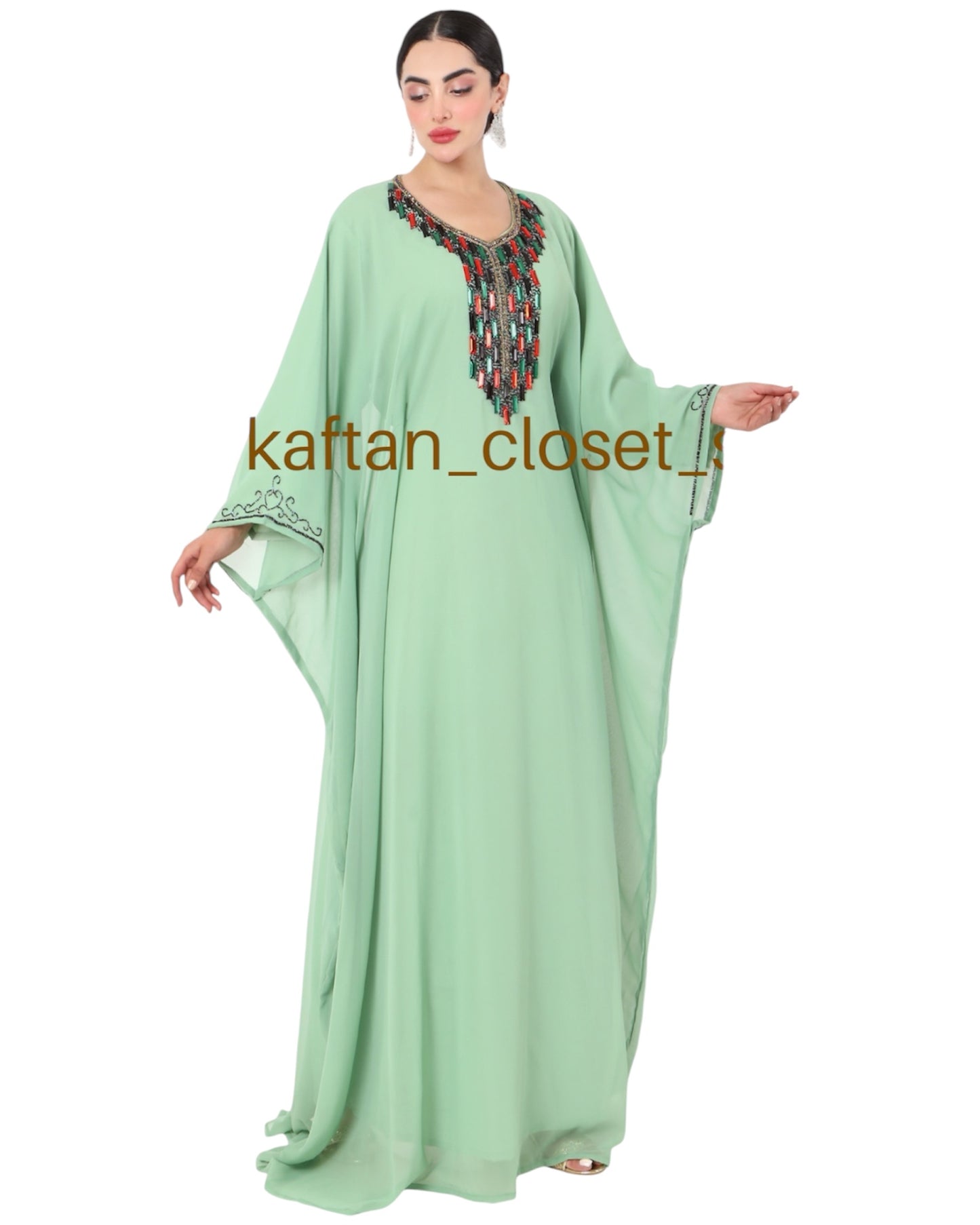 Marbella kaftan- Pastel Green