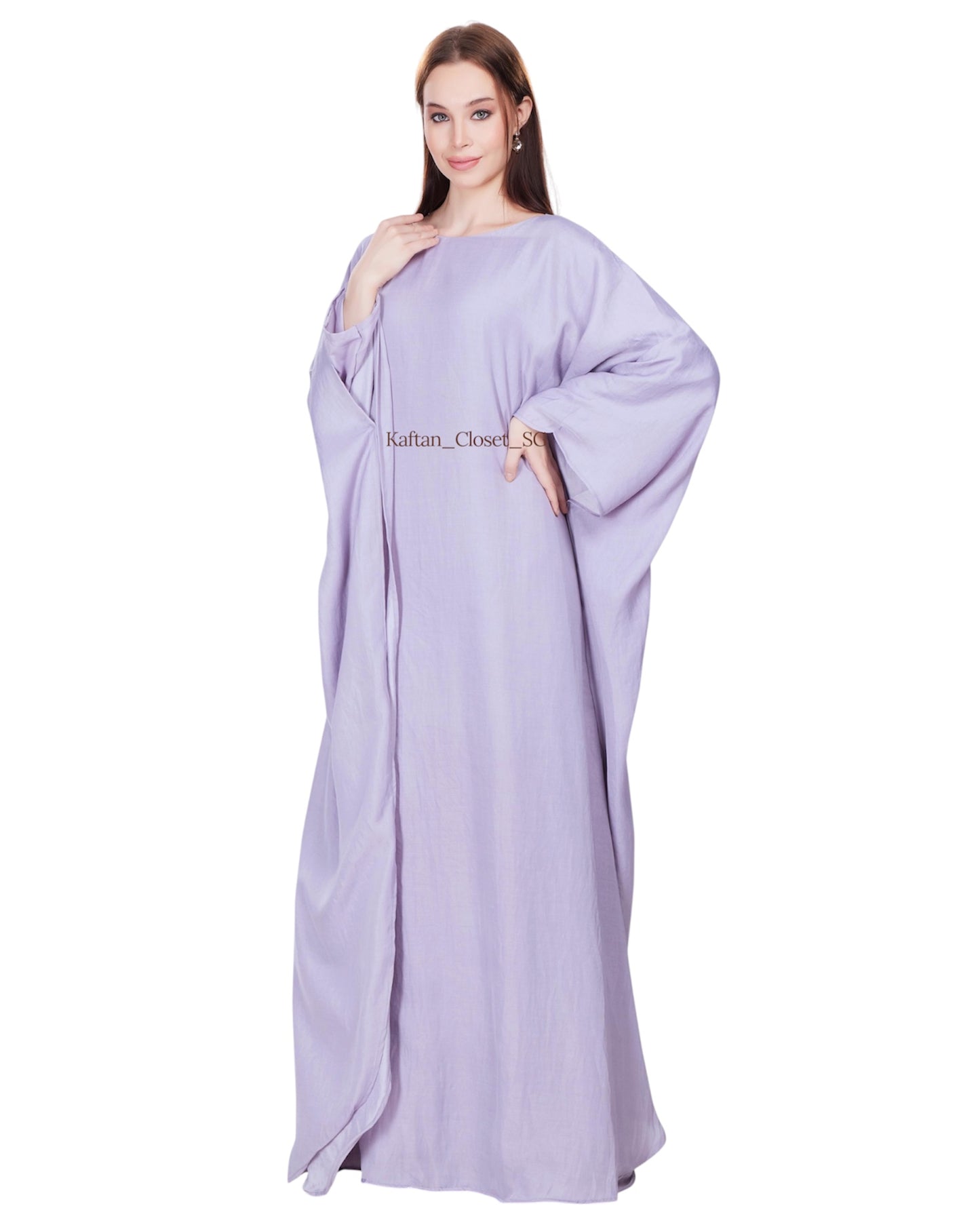 Butterfly Linen Blend Kaftan-  Lilac