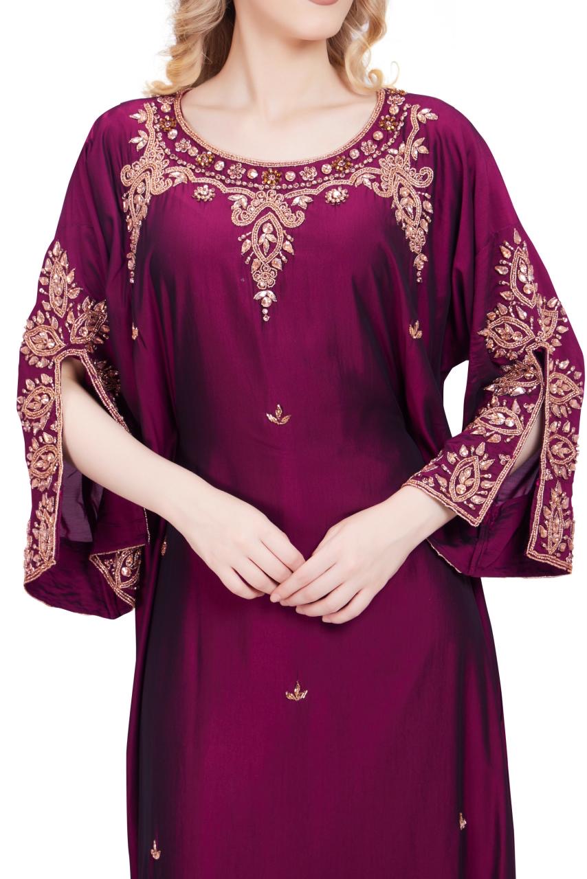 Sonia Series - Burgundy. Open Slit Sleeves