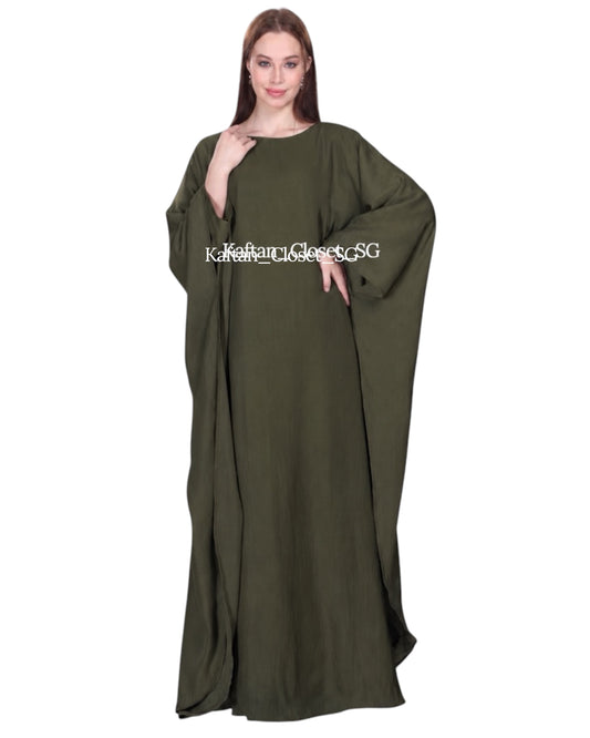 Butterfly Linen Blend Kaftan- Army Green