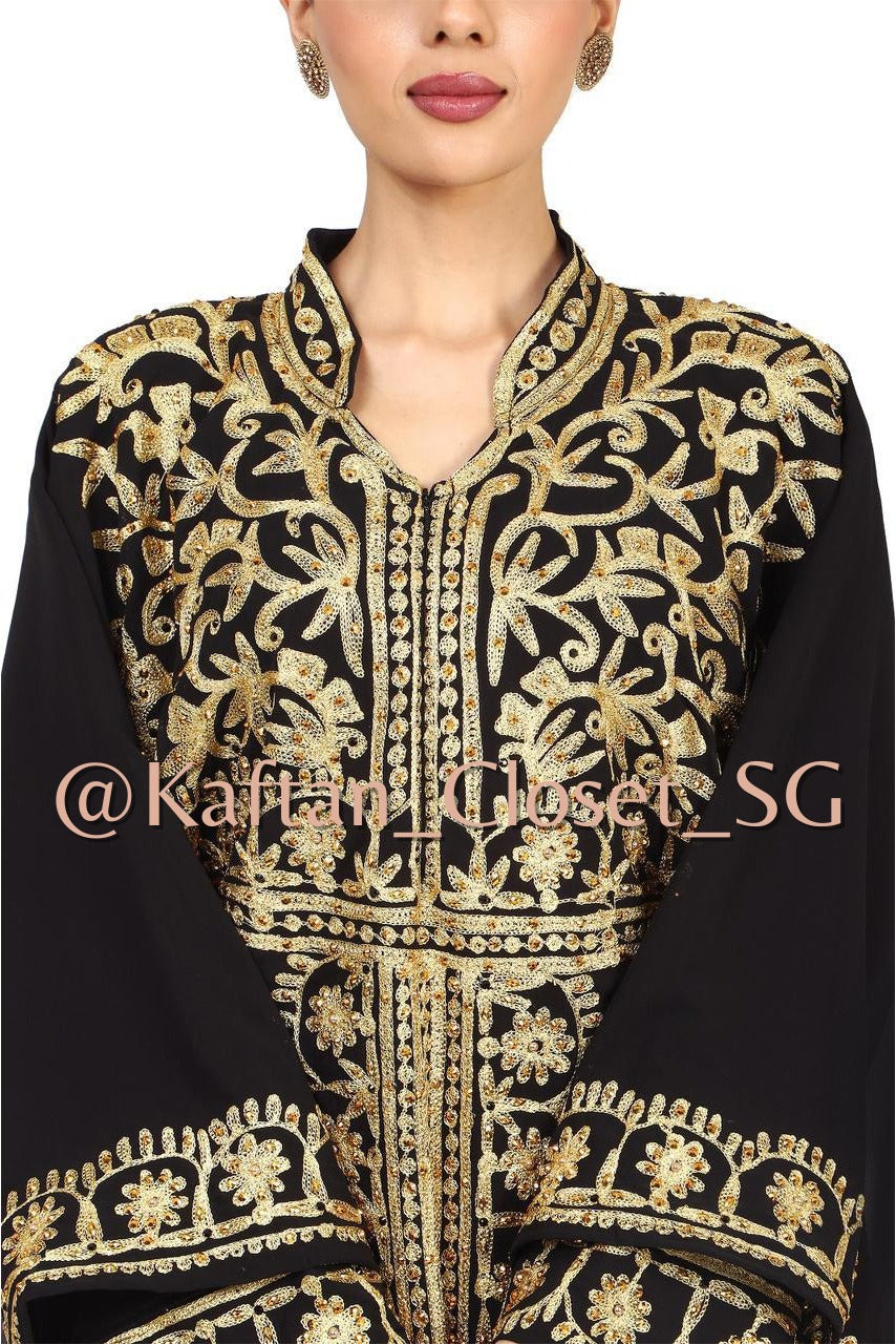 Ghalia Gold Embroidery- Black