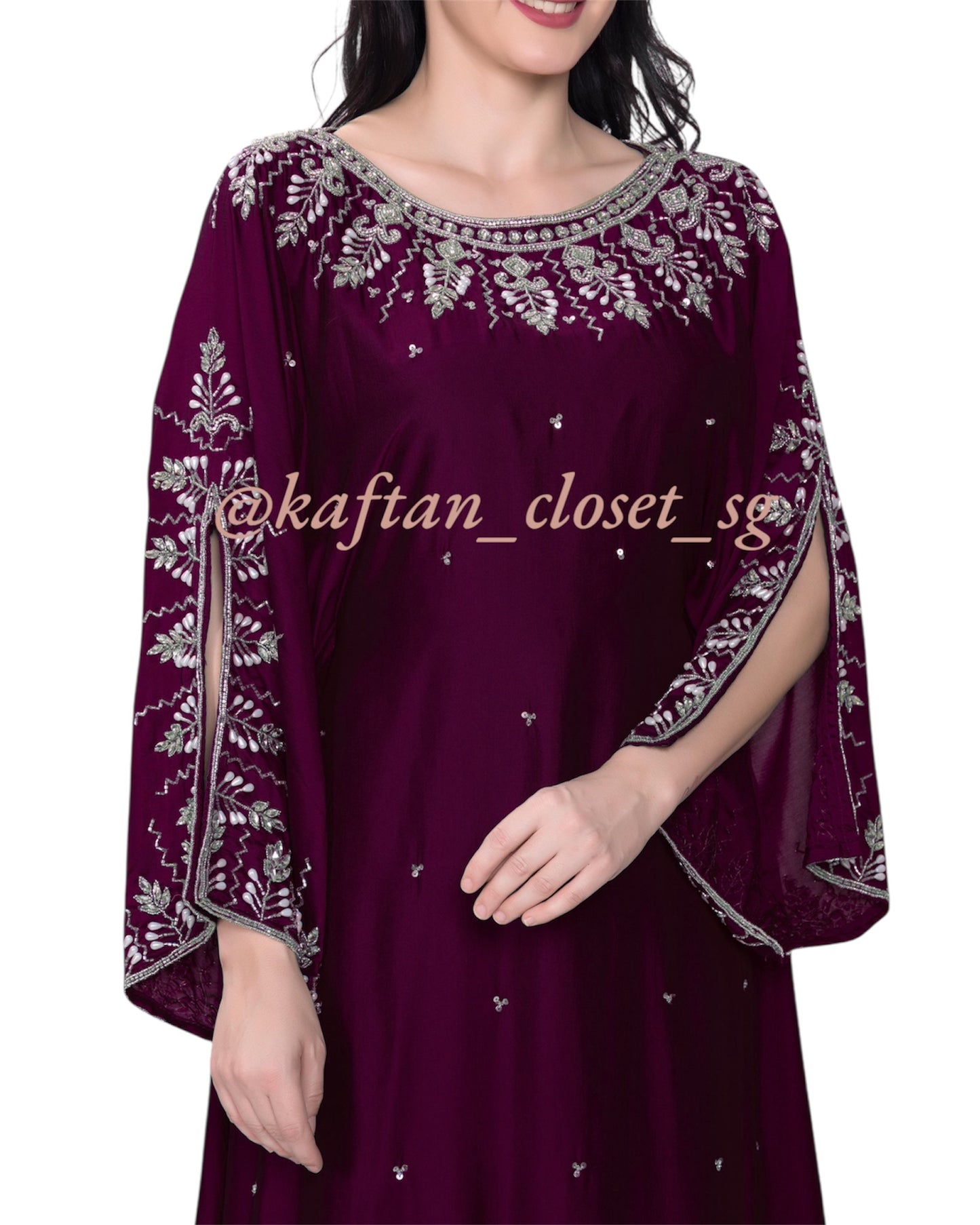 Astrid Open Sleeves Series- Burgundy