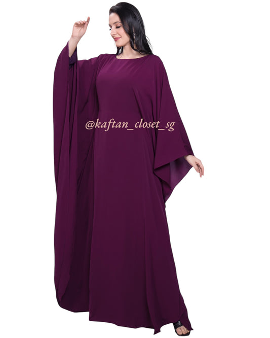 Butterfly Abaya- Burgundy