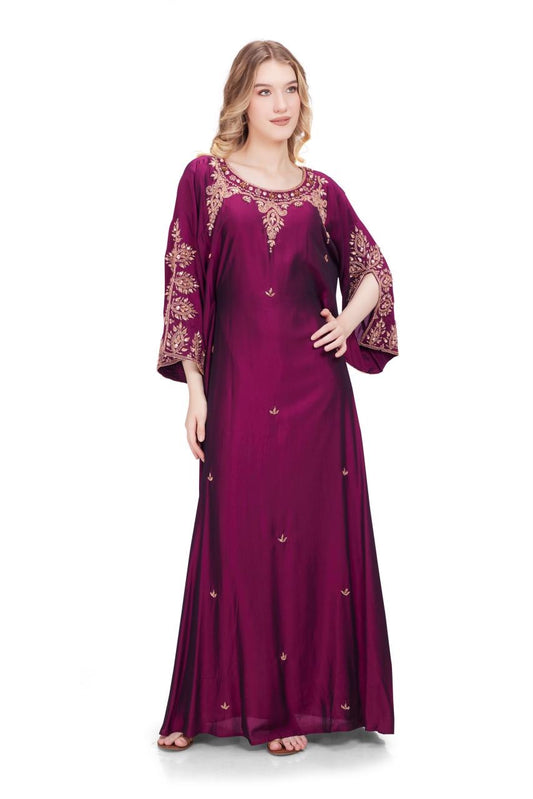 Sonia Series - Burgundy. Open Slit Sleeves
