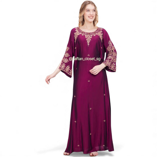 Sonia Series - Burgundy. Open Slit Sleeves