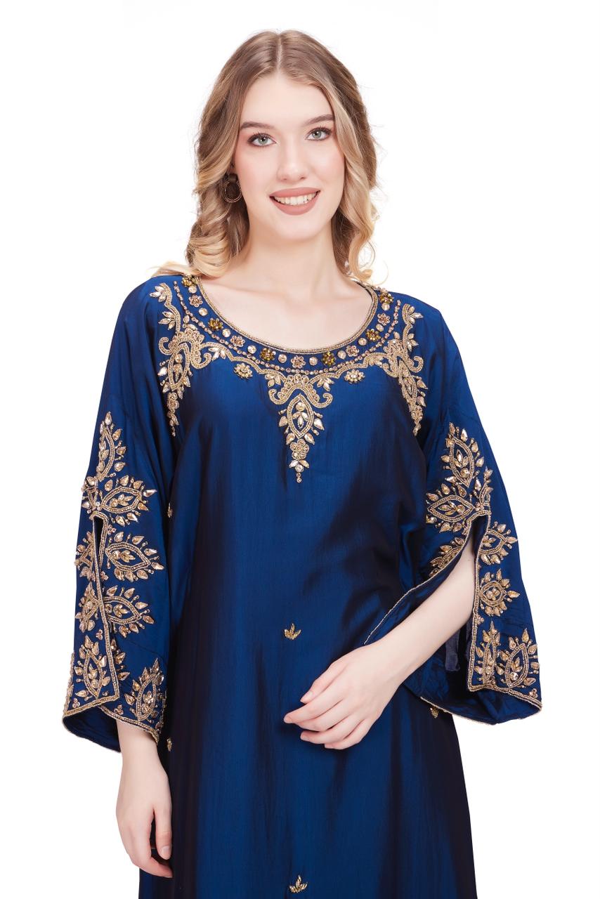 Sonia Series - Navy Blue. Open Slit Sleeves