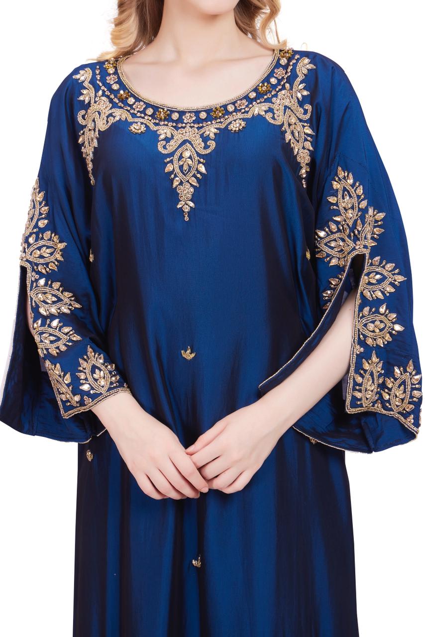 Sonia Series - Navy Blue. Open Slit Sleeves