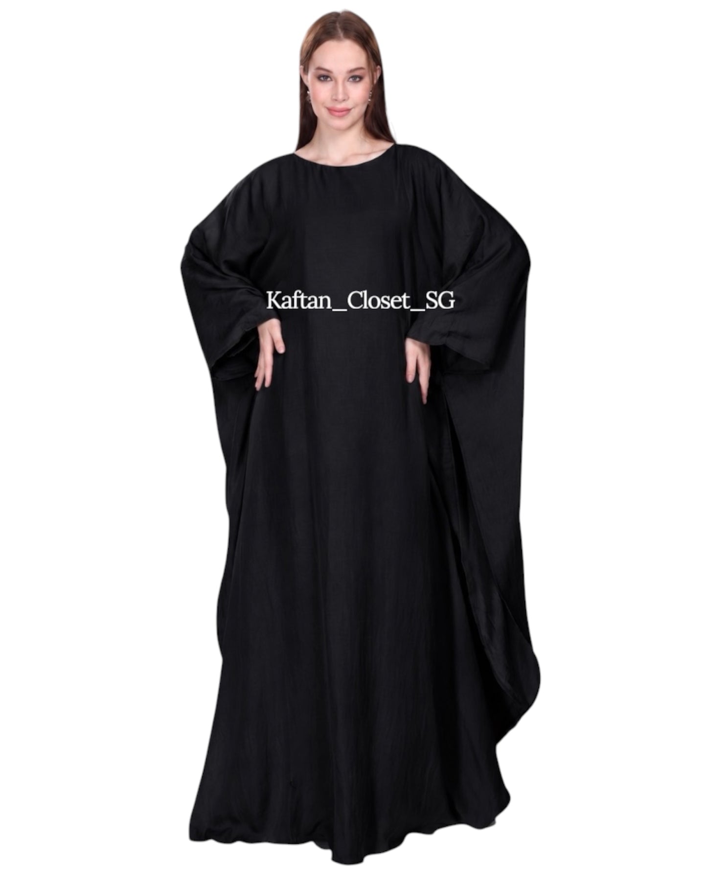 Butterfly Linen Blend Kaftan- Black