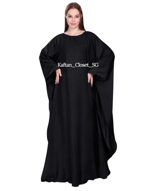 Butterfly Linen Blend Kaftan- Black