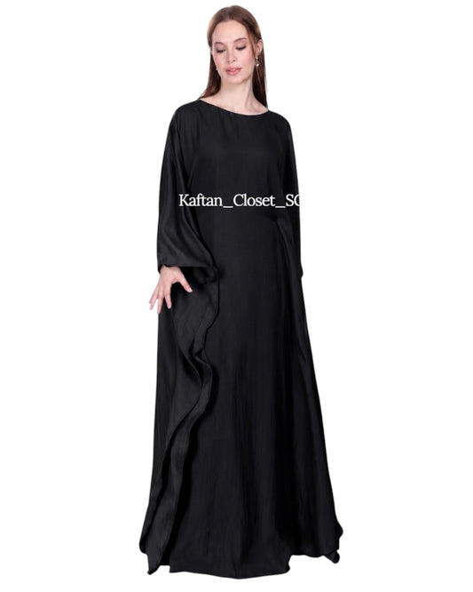 Butterfly Linen Blend Kaftan- Black