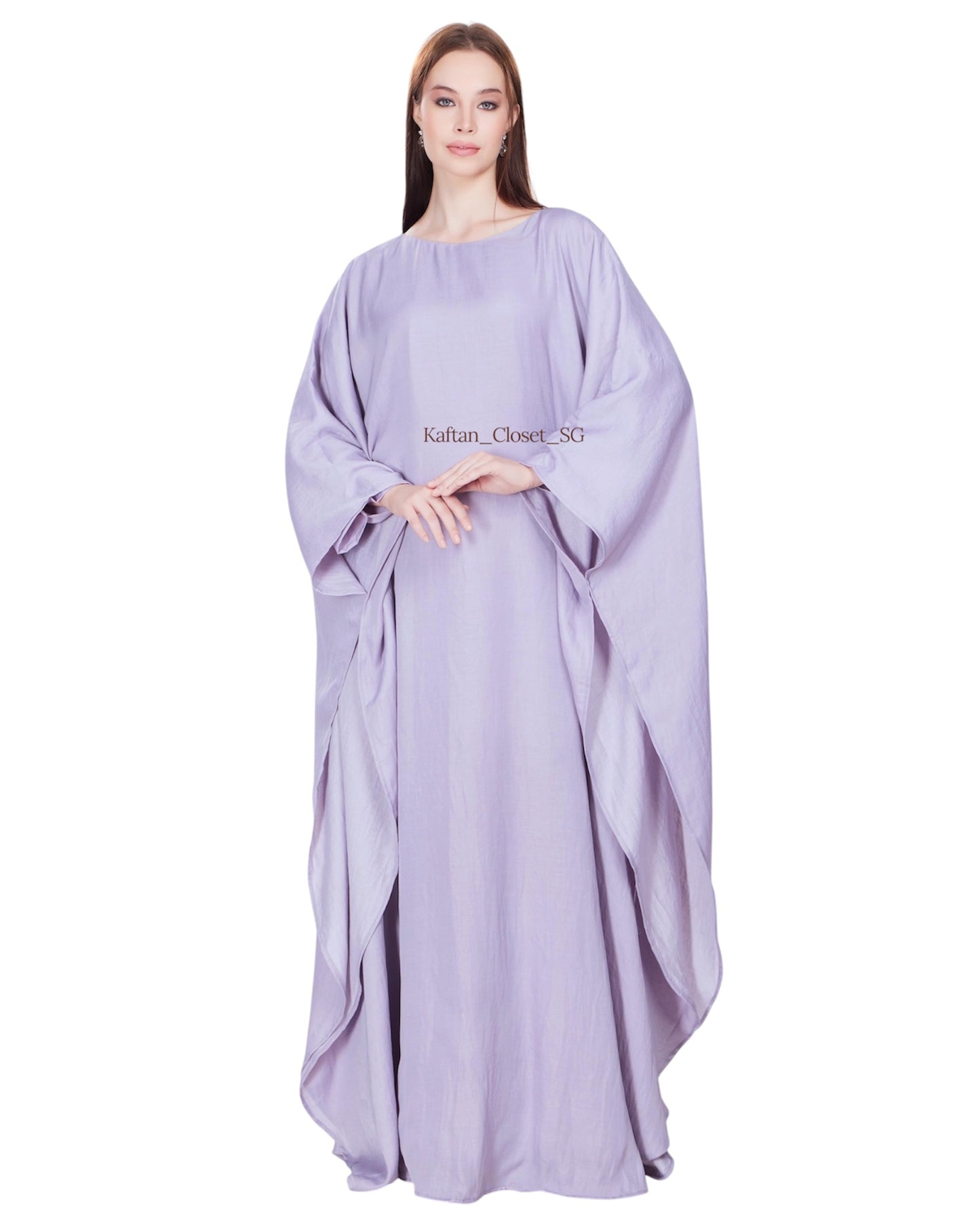 Butterfly Linen Blend Kaftan-  Lilac