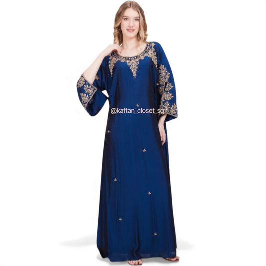 Sonia Series - Navy Blue. Open Slit Sleeves