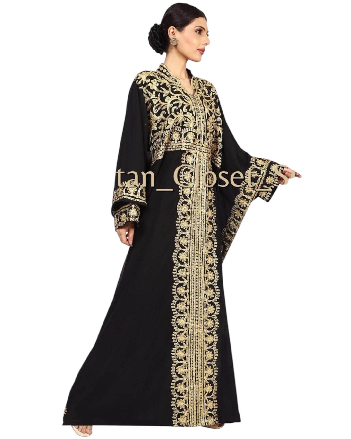 Ghalia Gold Embroidery- Black