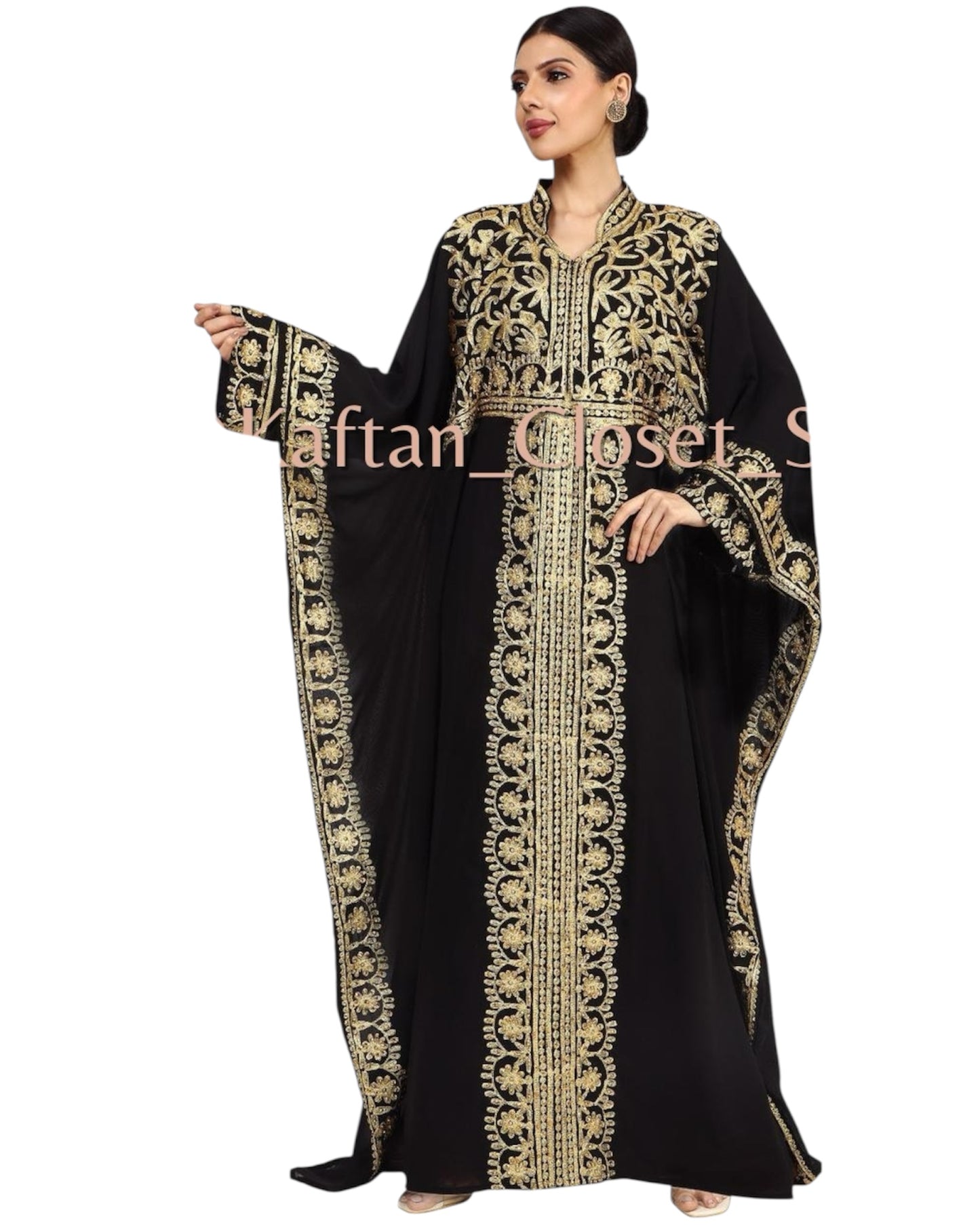 Ghalia Gold Embroidery- Black