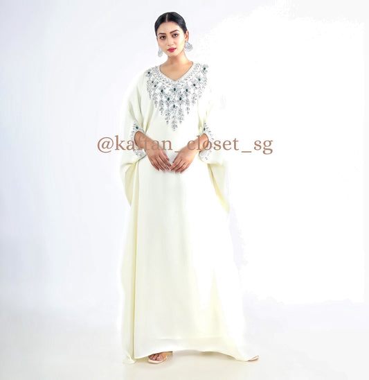 Hayati Series- Cream white kaftan